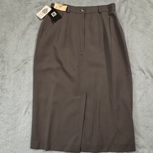 Delicia Pure Wool Women's Size 10 Gray Midi Skirt Pleated Front Slit Small hole‎
